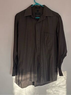 Regis 100% Fine Cotton 17.5 34/35 Black Button Down Men's Dress Shirt
